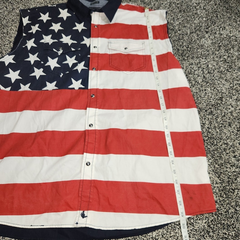 Cody James American Flag Cut Off Tank Top Snap Men Xl Western Hillbilly 4th July - Picture 4 of 9